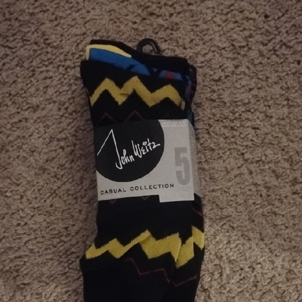 John Weitz Zigzag Pattern Casual Socks - Black and Yellow